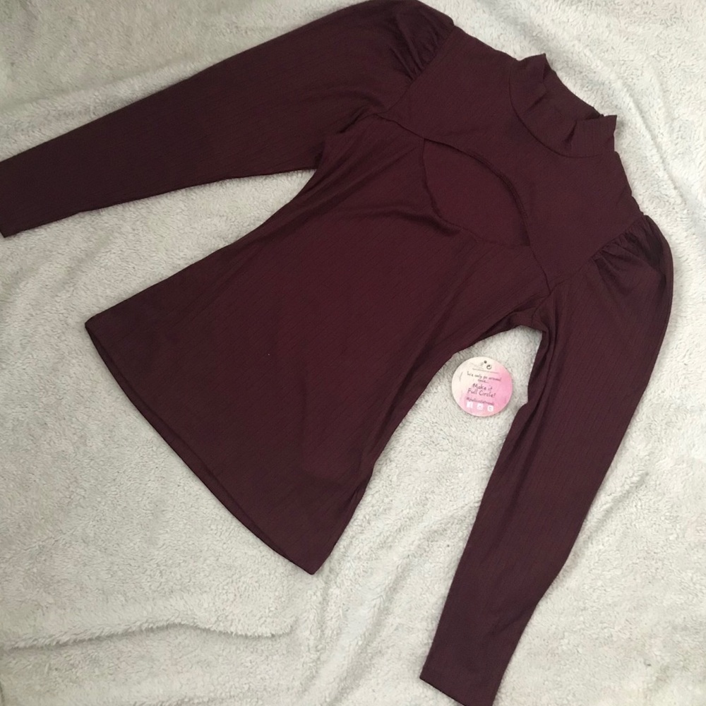 Long sleeve peekaboo cut out top
